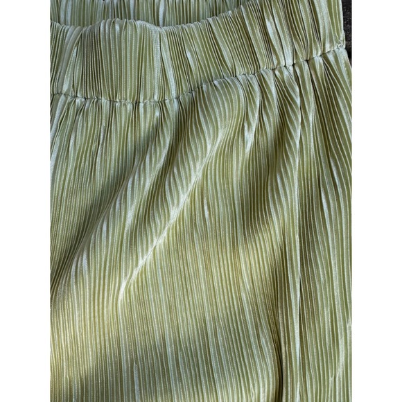 Peppermayo Lime Green Plisse Pleated Wide Leg Pants High Rise US 4 - Picture 4 of 4
